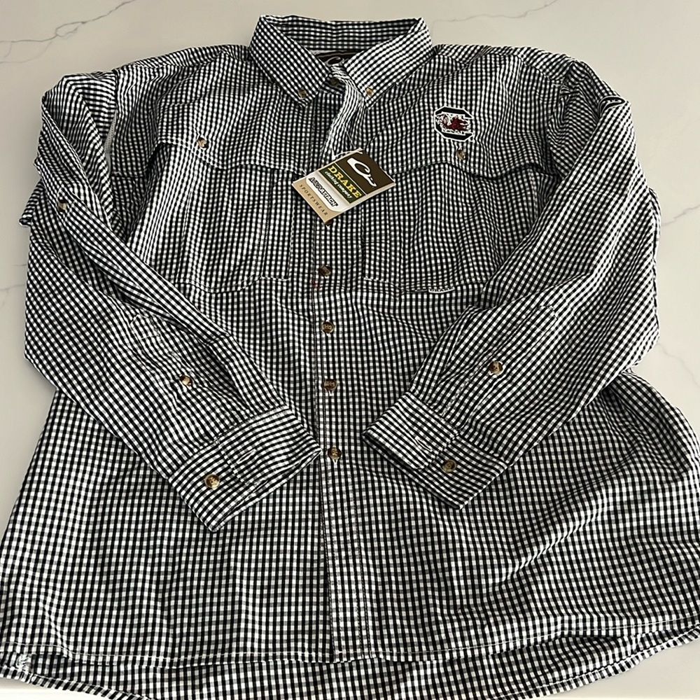 Men’s Drake Fishing Shirt • XL • Brand New • Long Sleeve • Black & White Gingham